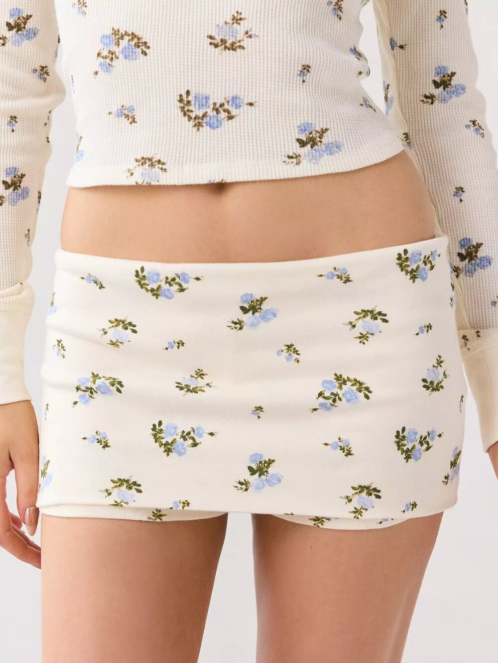 Out From Under Darling Low-Rise Foldover Micro Mini Skort – Floral – Size Small